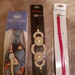 Wet brush & pink pewter headbands